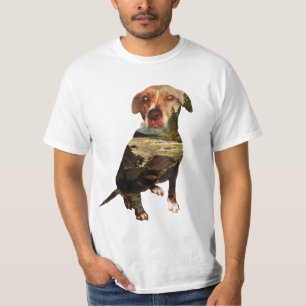T-shirts cão de dupla exposição