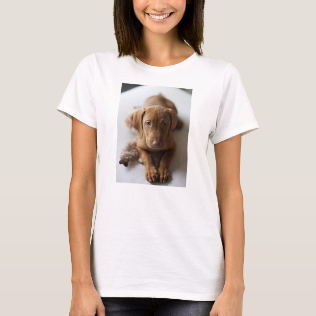 T-shirts Cão de filhote de cachorro adorável de Vizsla - (Frente)