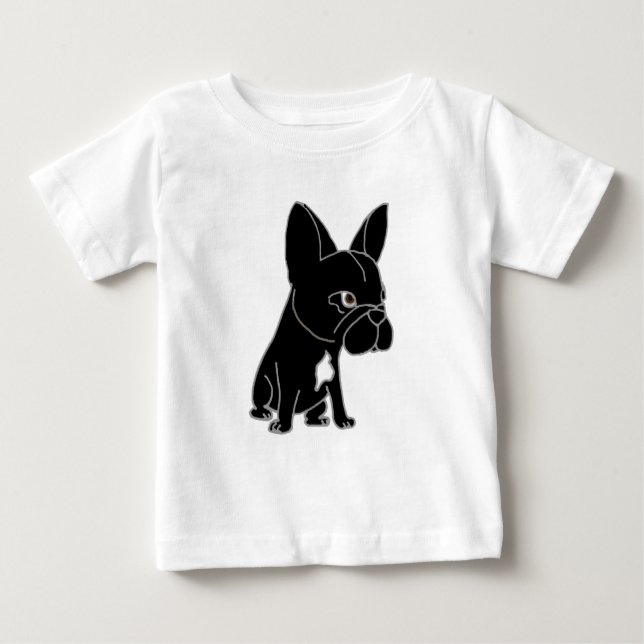 T-shirts Cão de filhote de cachorro preto engraçado do (Frente)