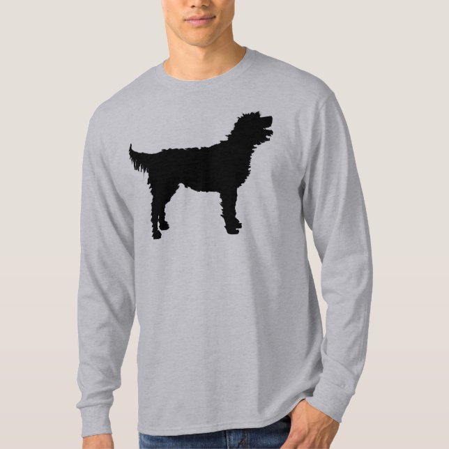 T-shirts Cão de Labradoodle (no preto) (Frente)