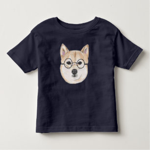 T-shirts Cão do hipster, Shiba Inu com vidros de tamanho