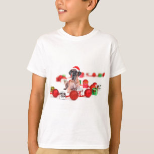 T-shirts Cão Dogue Alemão com Enfeites de Natal Presentes