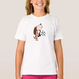 T-shirts Cão engraçado de Basset Hound que joga o saxofone
