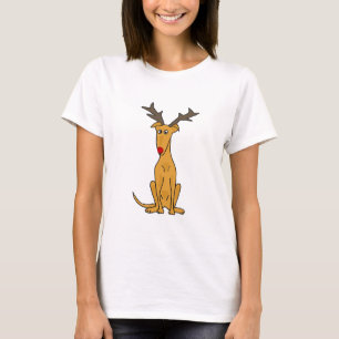 T-shirts Cão engraçado do galgo como a rena do Natal