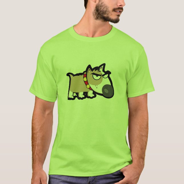 T-shirts Cão mal-humorado; Verde (Frente)
