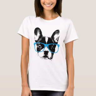 T-shirts Cão Nerdy do buldogue francês do hipster