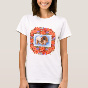 T-shirts Cão Pequinês Floral