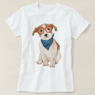 T-shirts Cão pintado à mão de Jack Russell Terrier do