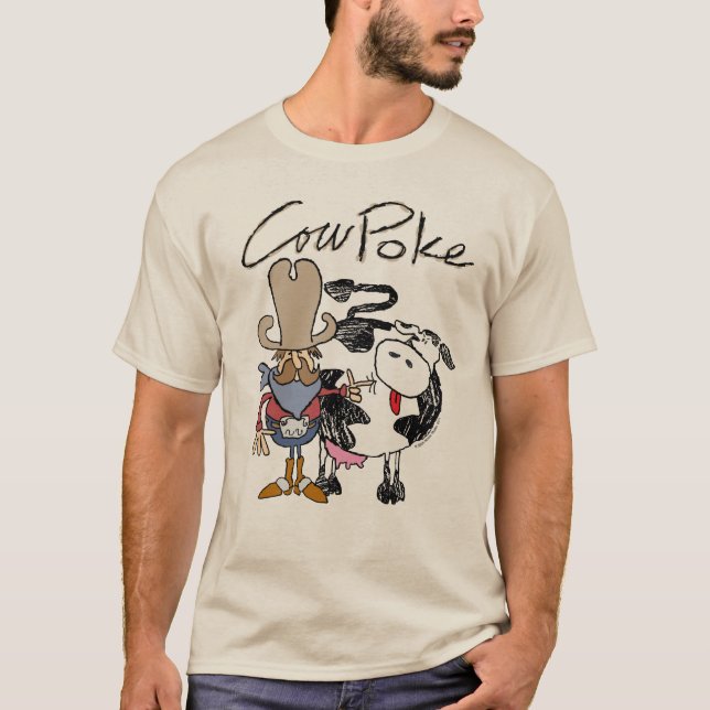 T-shirts Capa longa básica do puxão da vaca (Frente)