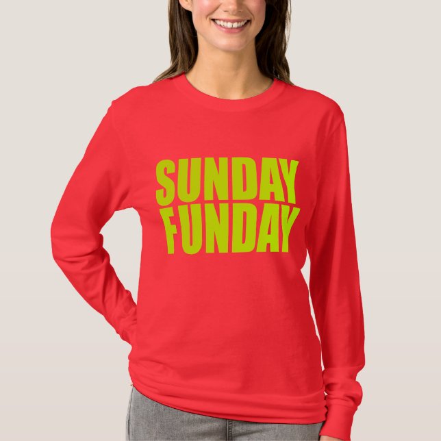 T-shirts Capa longa das senhoras de domingo Funday (Frente)