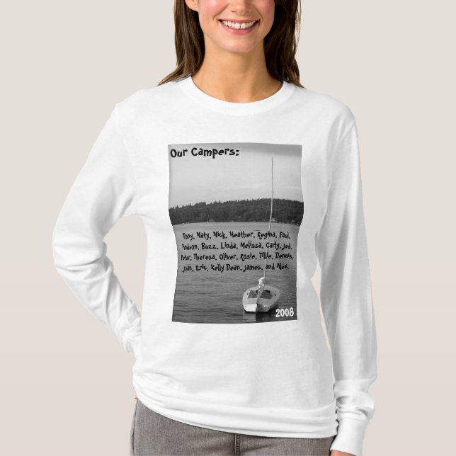 T-shirts Capa longa de Carter do acampamento das mulheres (Frente)
