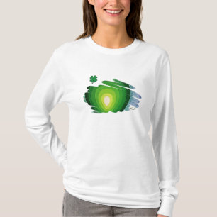 T-shirts Capas longas das senhoras Hoody, trevo verde