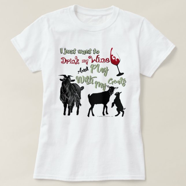 T-shirts CAPAS | Quer Beber Vinho e Brincar com Caprinos (Frente do Design)