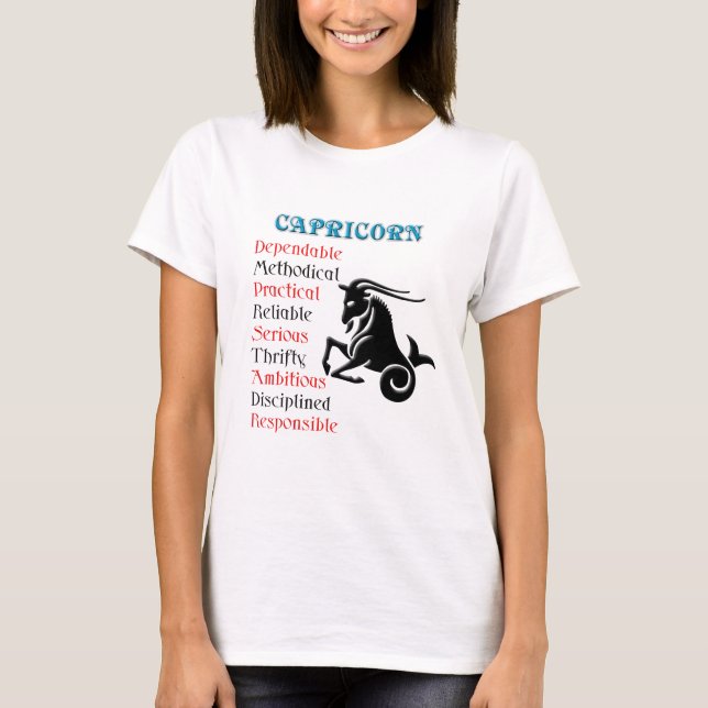 T-shirts Capricórnio Horoscópio Sinal Zodiac (Frente)