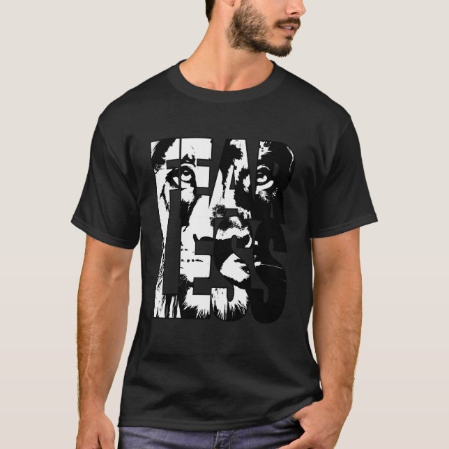 T-shirts Capuz do Leão Sem Medo - Roupas de Rua Motivaciona (Frente)