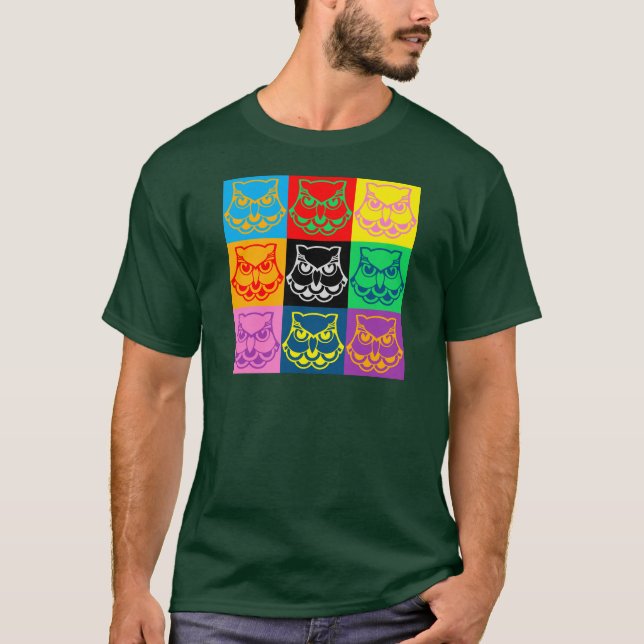 T-shirts Cara da coruja do pop art (Frente)