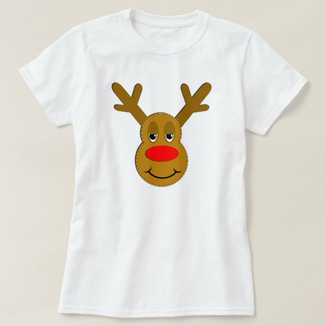 T-shirts Cara da rena do Natal (Frente do Design)