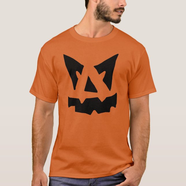 T-shirts Cara de Abóbora Assustadora (Frente)