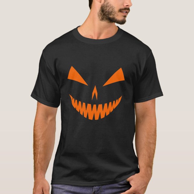 T-shirts Cara de Jack-O-Lanterna I, Laranja (Frente)