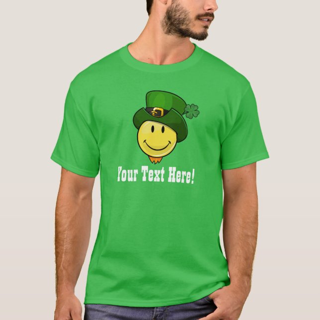 T-shirts Cara feliz clássica com um chapéu do Leprechaun (Frente)