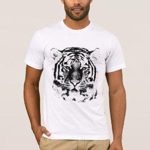 T-shirts Cara preto e branco do tigre