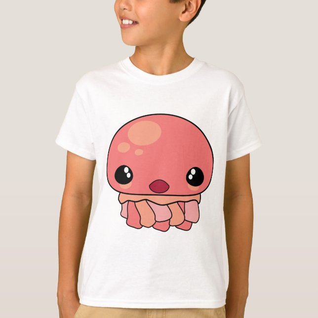T-shirts Caractere de medusa rosa-branca Kawaii (Frente)