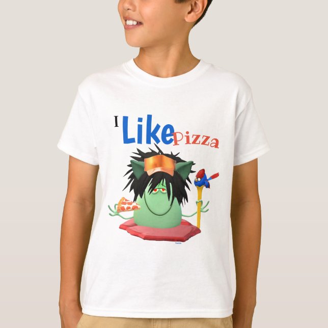 T-shirts Caractere Monstro de Comida de Pizza (Frente)