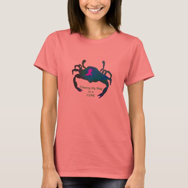 T-shirts Caranguejo Rosa Fita-T-Camisa Sensibilização para  (Frente)