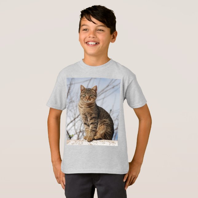 T-shirts Carapau Tabby Cat Kid (Frente Completa)