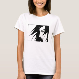 T-shirts Caráter de manga com cabelo soprado pelo vento