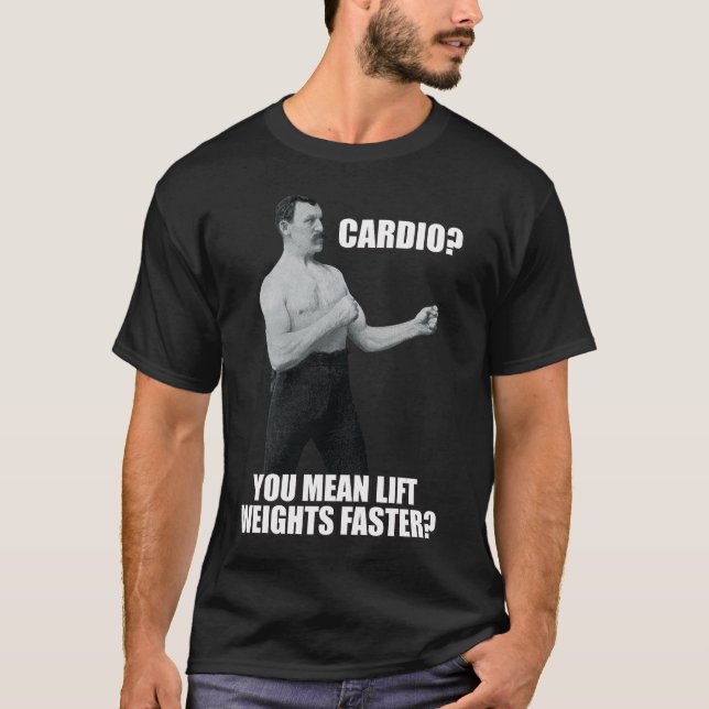 T-shirts Cardio - Levante Pesos Mais Rápido - Homem Excessi (Frente)