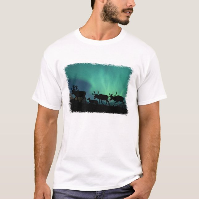 T-shirts Caribu e aurora boreal (Frente)