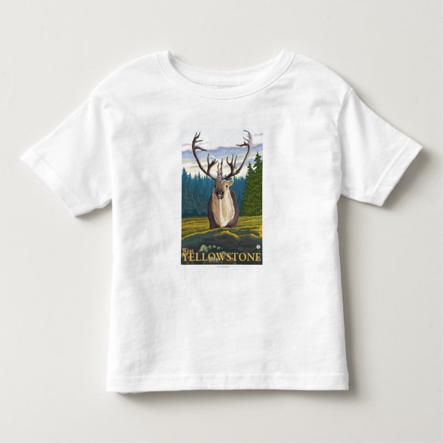 T-shirts Caribu no selvagem - Yellowstone ocidental, TA (Frente)