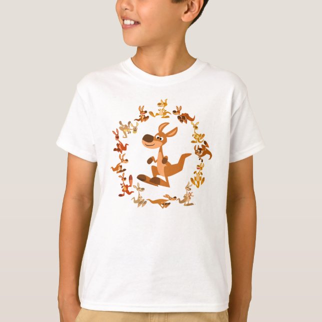T-shirts Caricatura Bestial Kangaroos Mandala Crianças T-Sh (Frente)
