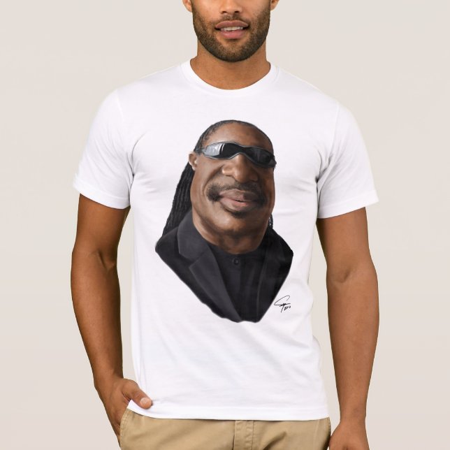 T-shirts Caricatura de Stevie Wonder (Frente)