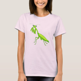 T-shirts Caricatura Verde Rezando Mantis Unisex Adulto Roup