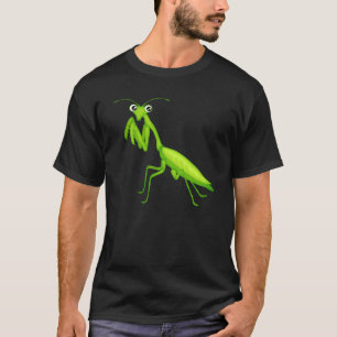T-shirts Caricatura Verde Rezando Mantis Unisex Adulto Roup