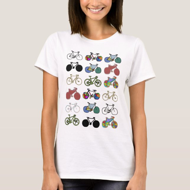 T-shirts carimbo de padrão de bicicletas (Frente)