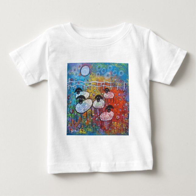 T-shirts Carneiros alegres nas flores (Frente)