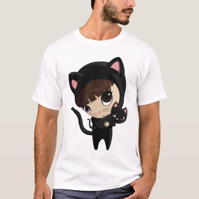 T-shirts Caroline e doces os gatos (Frente)