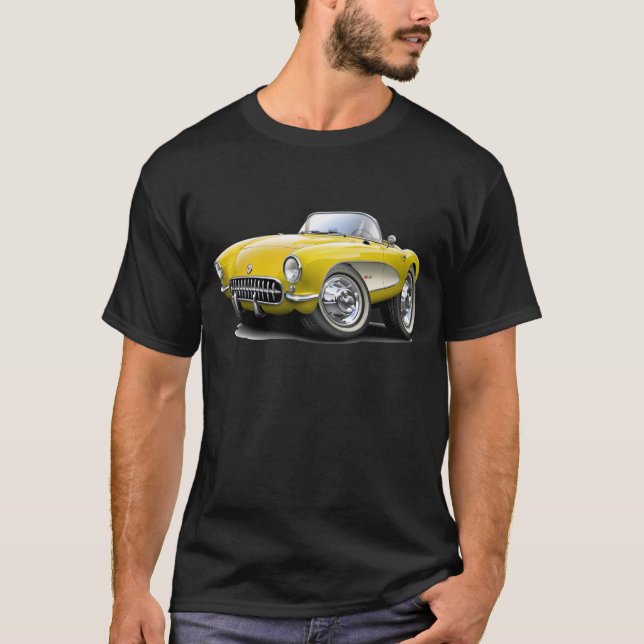 T-shirts Carro 1956-57 amarelo de Corveta (Frente)
