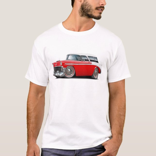 T-shirts Carro 1956 superior Vermelho-Branco do nómada (Frente)