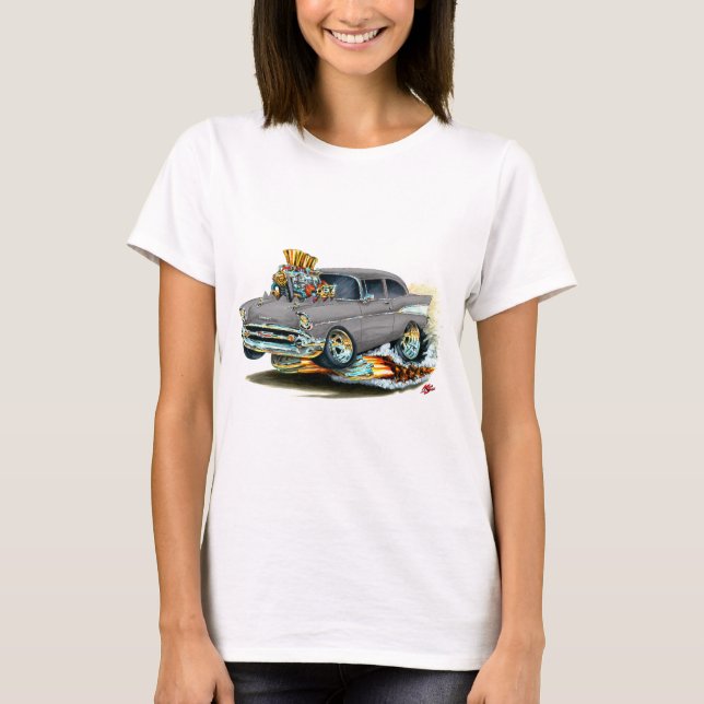 T-shirts Carro 1957 cinzento de Chevy 150-210 (Frente)