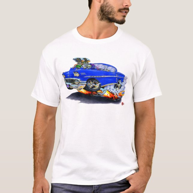 T-shirts Carro 1958 do azul do Impala (Frente)