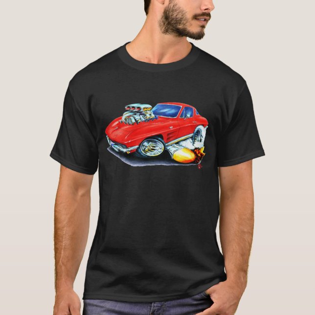T-shirts Carro 1963-64 do vermelho de Corveta (Frente)