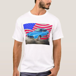 T-shirts Carro 1967 do músculo de Buick Riviera e bandeira