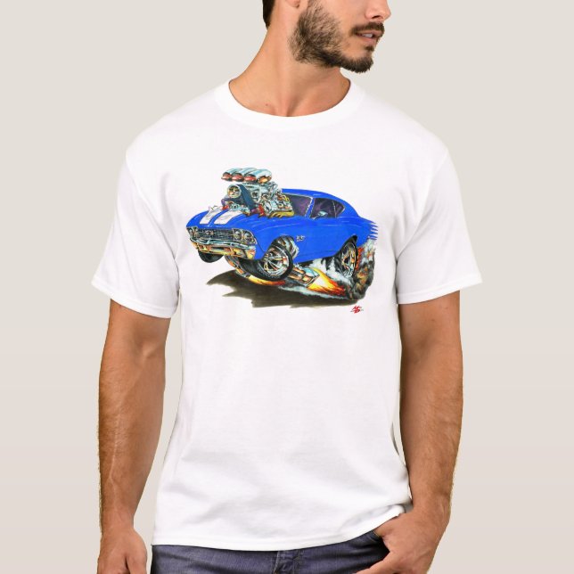 T-shirts Carro 1968-69 branco azul de Chevelle (Frente)