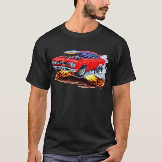 T-shirts Carro 1968-69 do vermelho do Roadrunner (Frente)