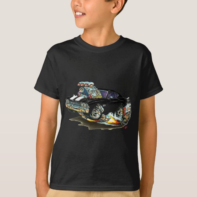 T-shirts Carro 1968-69 Preto-Branco de Chevelle (Frente)