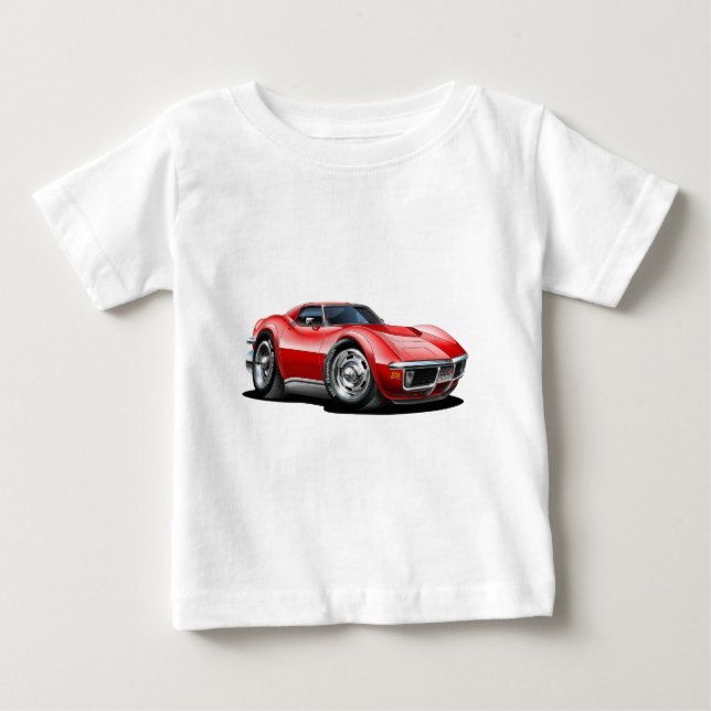 T-shirts Carro 1968-72 do vermelho de Corveta (Frente)